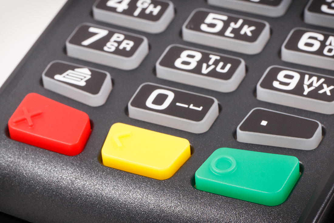 Credit card reader as device using for cashless paying. Payment terminal. Finance concept