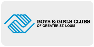 Boys & Girls Clubs of Greater St. Louis logo featuring a blue emblem next to the organizations name in black text.
