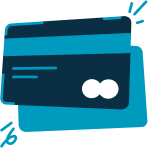 Illustration of two overlapping credit cards, one light blue and one dark blue, with stylized lines and a payment chip icon. Illustration of two overlapping credit cards, one light blue and one dark blue, with stylized lines and a payment chip icon.